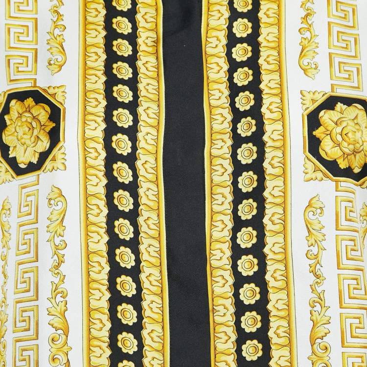 Pre Owned Versace Black/Yellow Baroque Print Silk Long Sleeve Shirt S