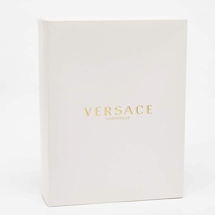 Pre Owned Versace Yellow/Black Barocco Print Silk Pajama Set L