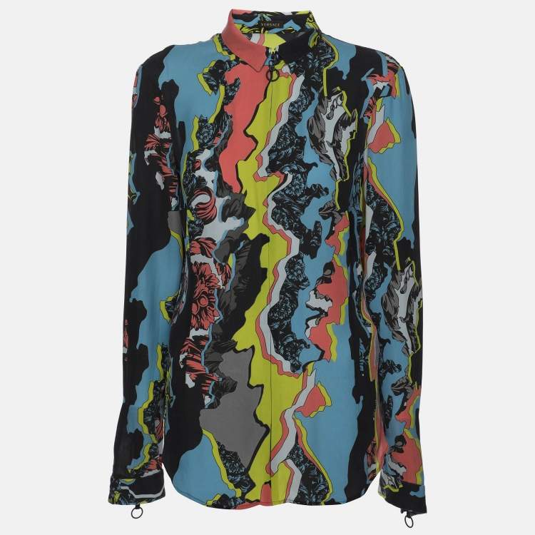 Pre Owned Versace Multicolor Silk Long Sleeve Shirt M