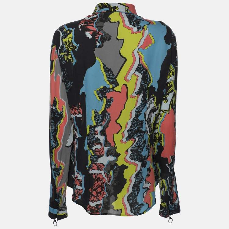 Pre Owned Versace Multicolor Silk Long Sleeve Shirt M
