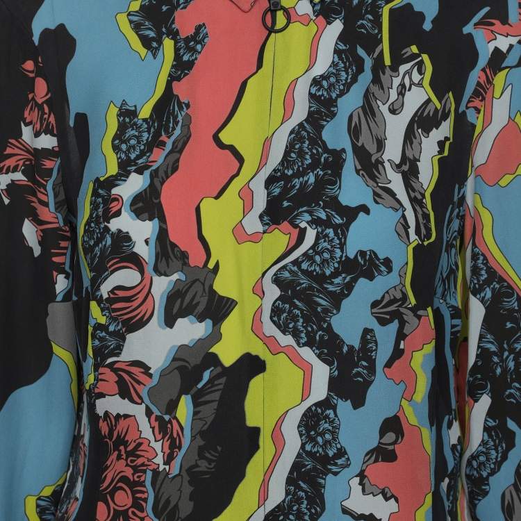 Pre Owned Versace Multicolor Silk Long Sleeve Shirt M