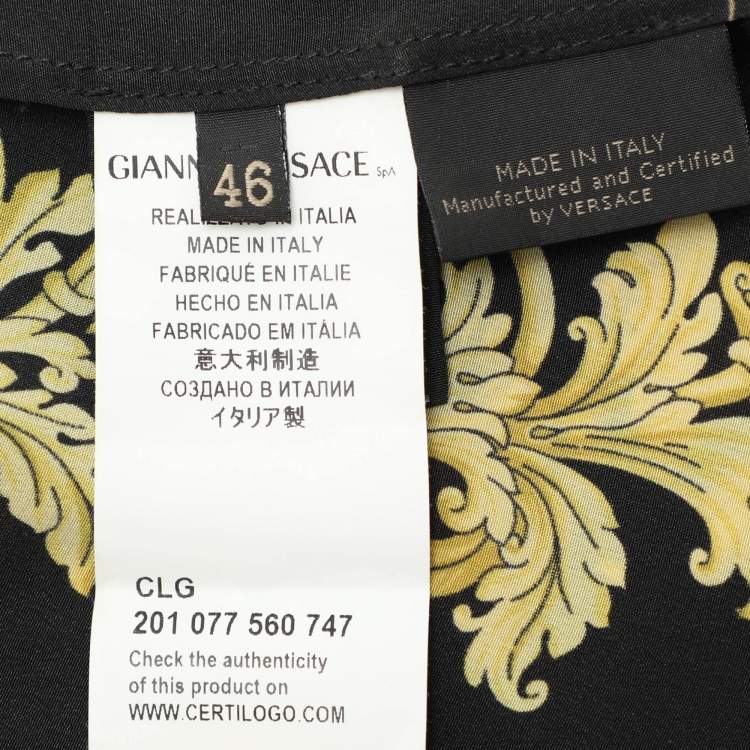 Pre Owned Versace Black/Gold Baroque Chain Printed Top L