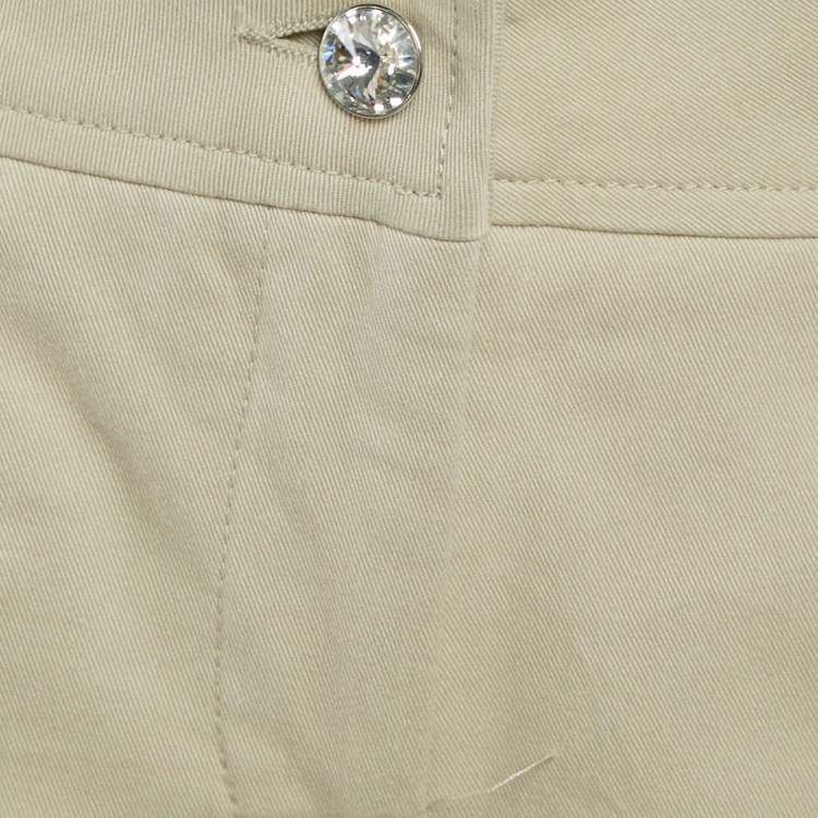 Pre Owned Versace Beige Studded Gabardine Cotton Capri Pants M 
