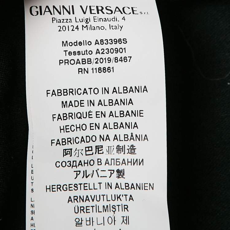 Pre Owned Versace Black Logo Print Cotton T-Shirt M