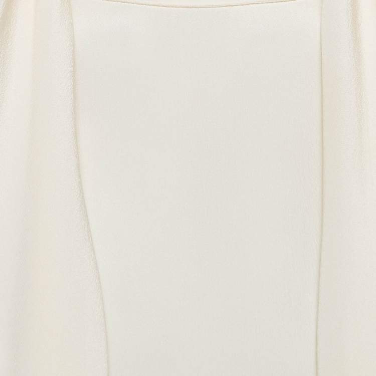 Pre Owned Versace Cream Silk Tie-Up Neck Sleeveless Blouse M