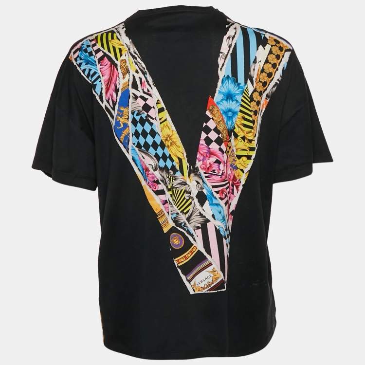 Pre Owned Versace Black Printed Cotton Crew-Neck T-Shirt S