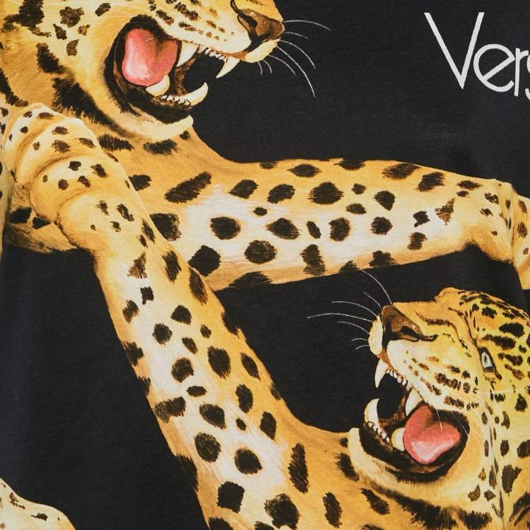 Pre Owned Versace Black Printed Cotton Crew-Neck T-Shirt S