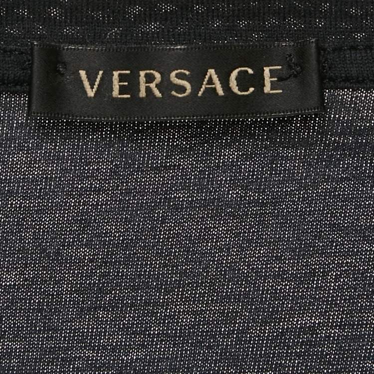 Pre Owned Versace Black Printed Cotton Crew-Neck T-Shirt S