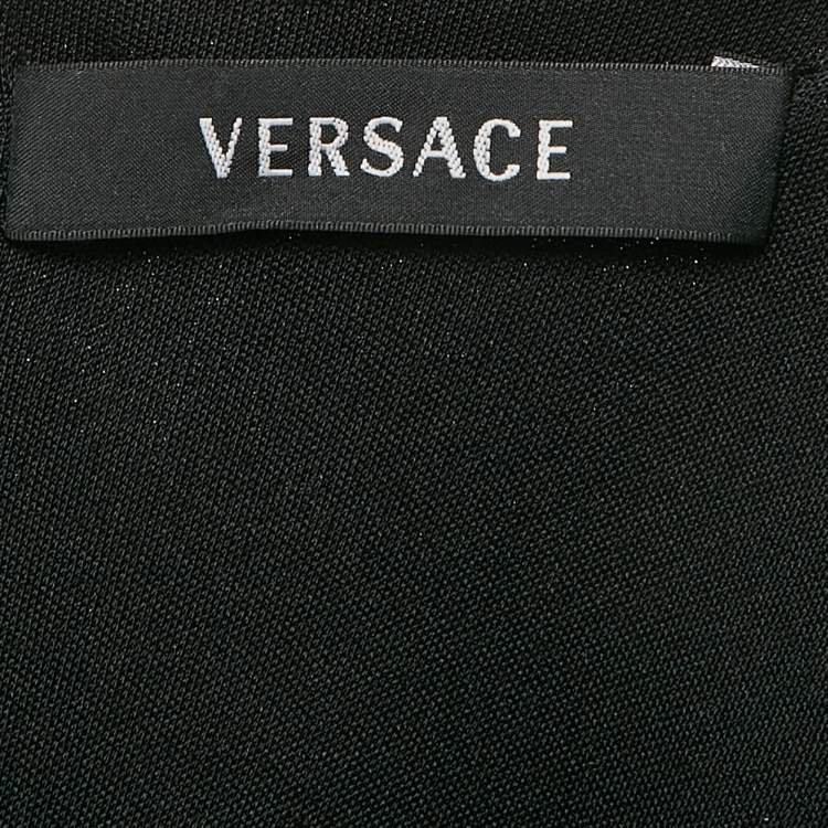Pre Owned Versace Black Jersey Hook Detail Ruched Knee-Length Dress S