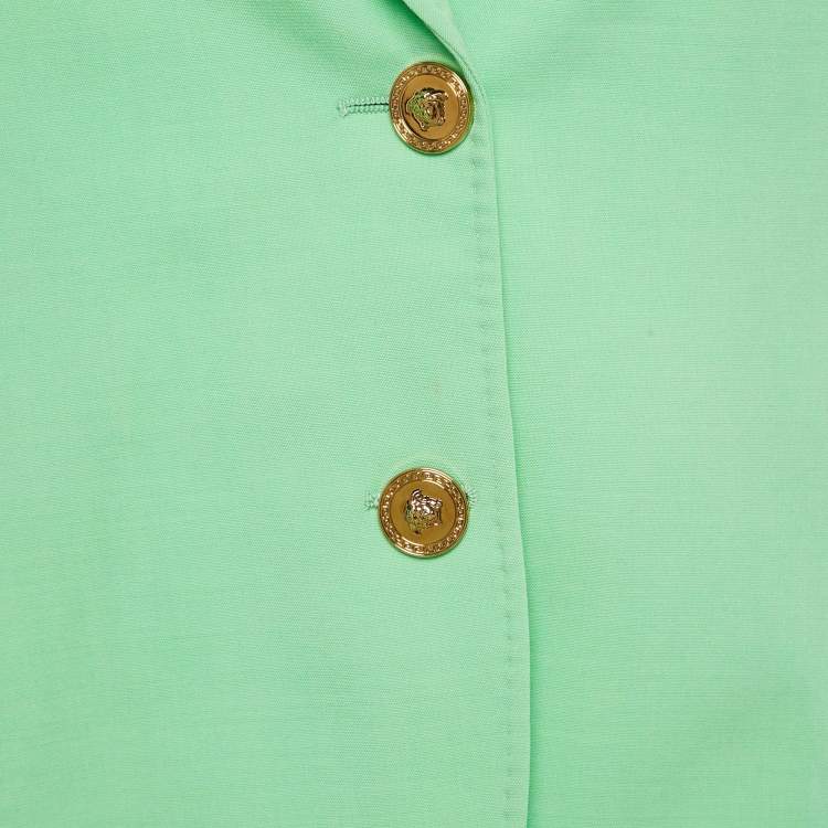 Pre Owned Versace Green Wool Single Breasted Blazer L