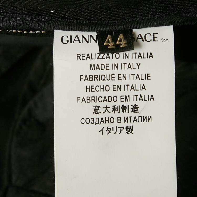 مملوكة مسبقًا Versace Black Gabardine Belt Detail Trousers M