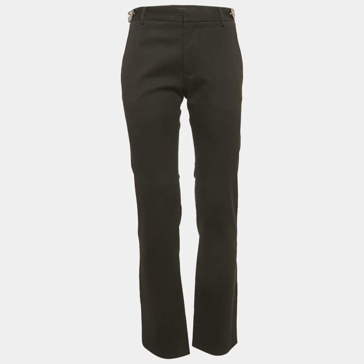 مملوكة مسبقًا Versace Black Gabardine Belt Detail Trousers M
