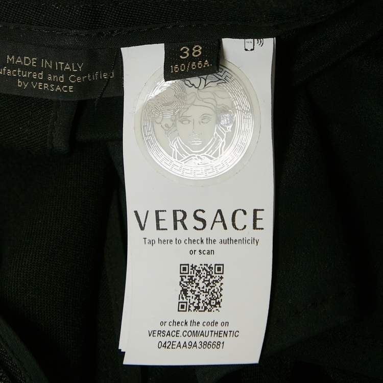 Pre Owned Versace Black Virgin Wool Button Detail Capri Pants S