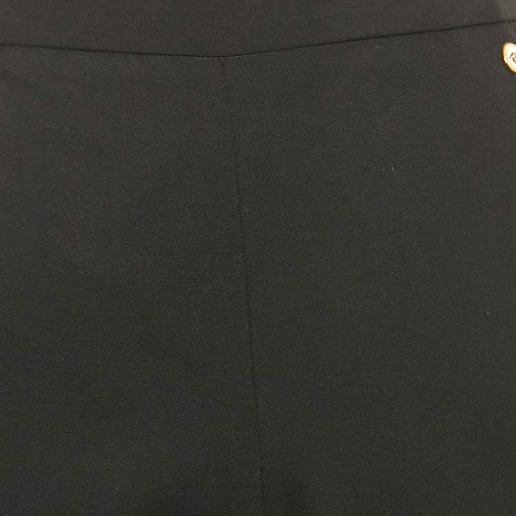 Pre Owned Versace Black Virgin Wool Button Detail Capri Pants S