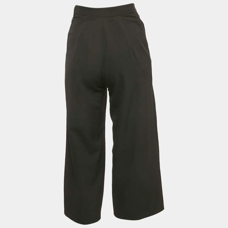 Pre Owned Versace Black Virgin Wool Button Detail Capri Pants S