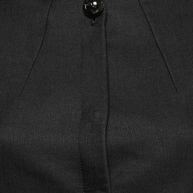 Pre Owned Versace Black Wool Blend Button Front Blouse S