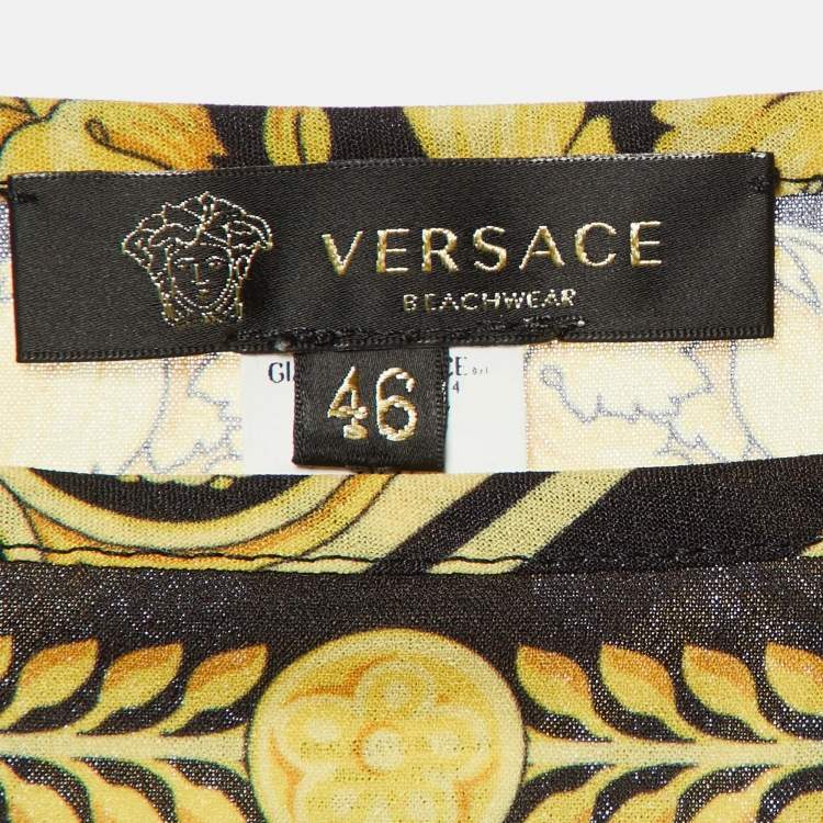 Pre Owned Versace Beachwear Black Baroque Print Georgette Cover Up L