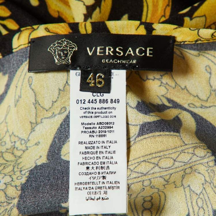 Pre Owned Versace Beachwear Black Baroque Print Georgette Cover Up L
