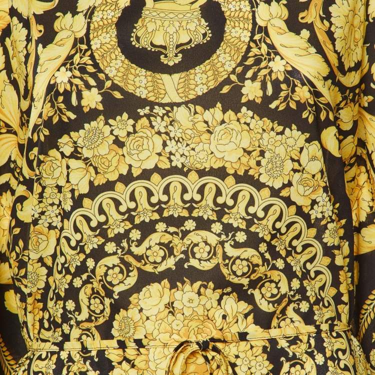 Pre Owned Versace Beachwear Black Baroque Print Georgette Cover Up L