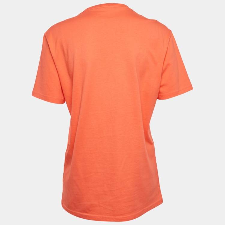 Pre Owned Versace Coral Pink 1978 Re-Edition Cotton Crew Neck T-Shirt S 