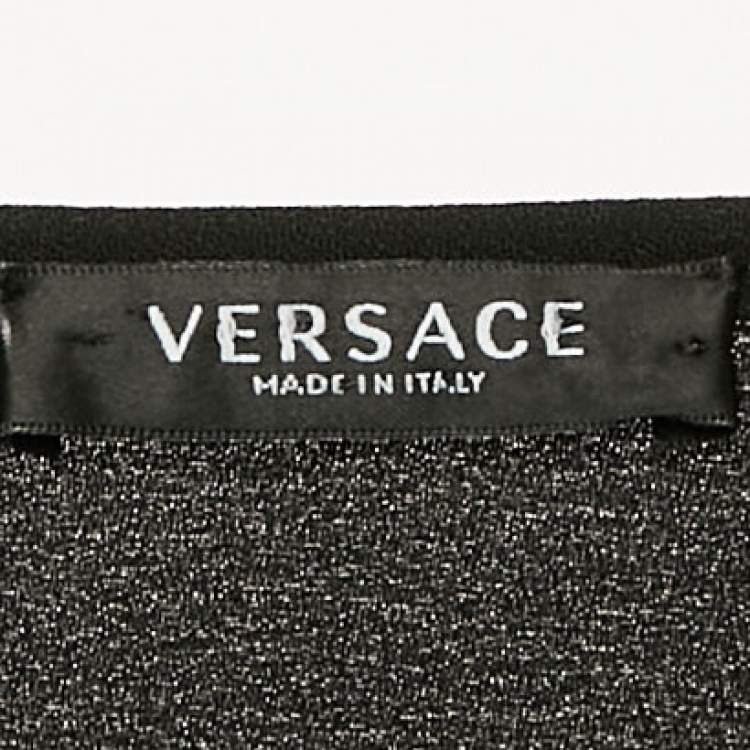 Pre Owned Versace Black Jersey Long Sleeve Crop Top S