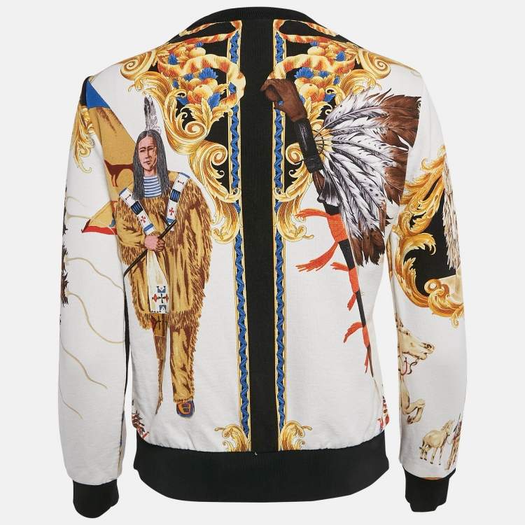 Pre Owned Versace Multicolor Printed Cotton Crew Neck Sweatshirt XS