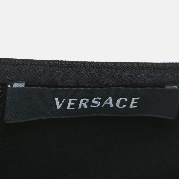 Pre Owned Versace Black Studded Jersey One Shoulder Mini Dress M