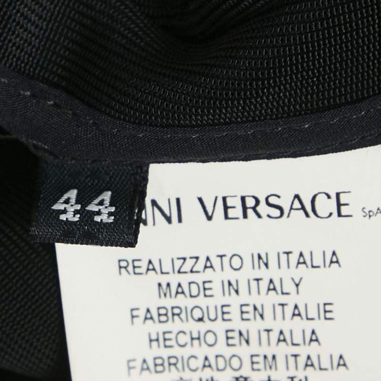 Pre Owned Versace Black Studded Jersey One Shoulder Mini Dress M