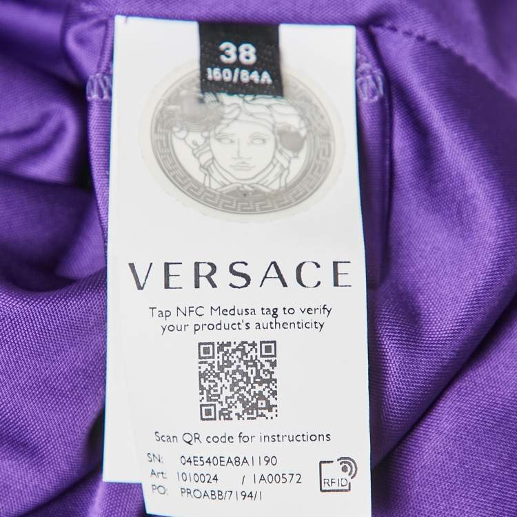 Pre Owned Versace Purple Jersey Cut-Out Sleeveless Top S