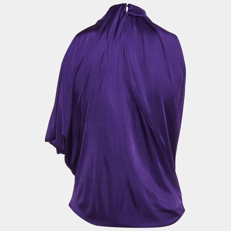 Pre Owned Versace Purple Jersey Cut-Out Sleeveless Top S