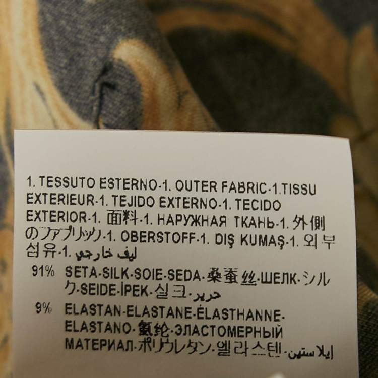 مملوكة مسبقًا Versace Black/Yellow Barocco Print Satin Silk Shirt M