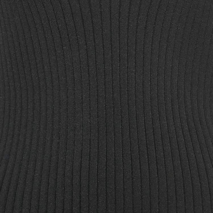 Pre Owned Versace Black Rib Knit Medusa Detail Tank Top L