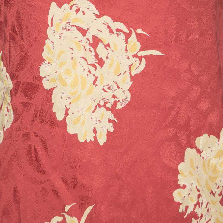 مملوكة مسبقًا Versace Classic Vintage Orange Floral Print Buckle Detail Draped Halter Dress L