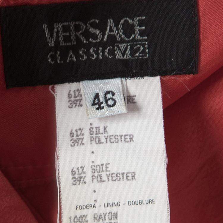 مملوكة مسبقًا Versace Classic Vintage Orange Floral Print Buckle Detail Draped Halter Dress L