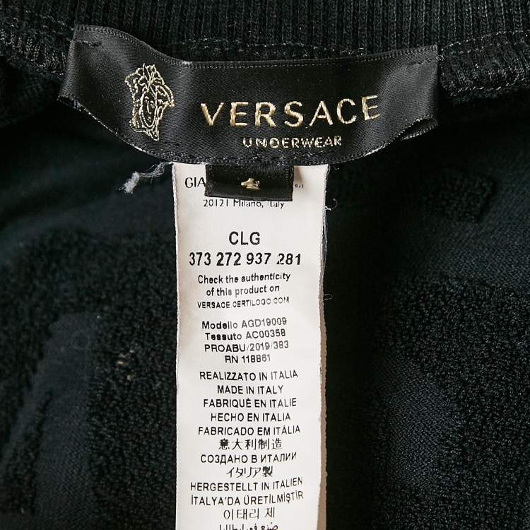 Pre Owned Versace Black Monogram Tuft Cotton Knit Joggers XS