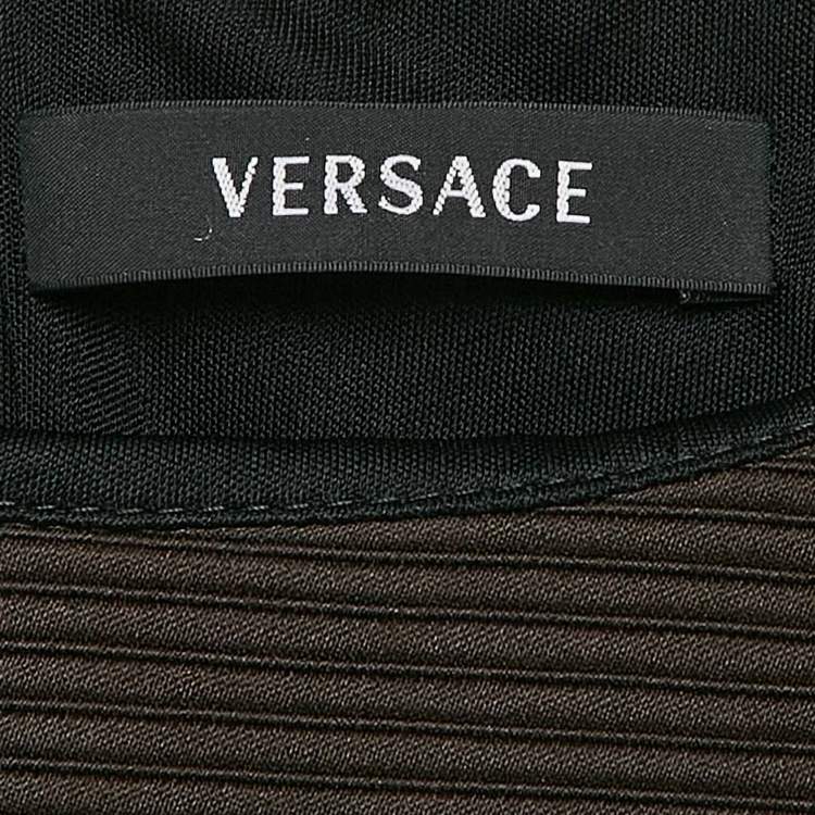 Pre Owned Versace Black Jersey Panel Detail Long Sleeve Mini Dress M