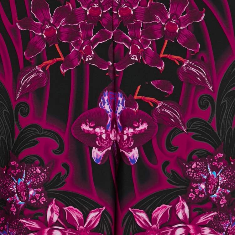 Pre Owned Versace Pink/Multicolor Printed Jersey Leggings S