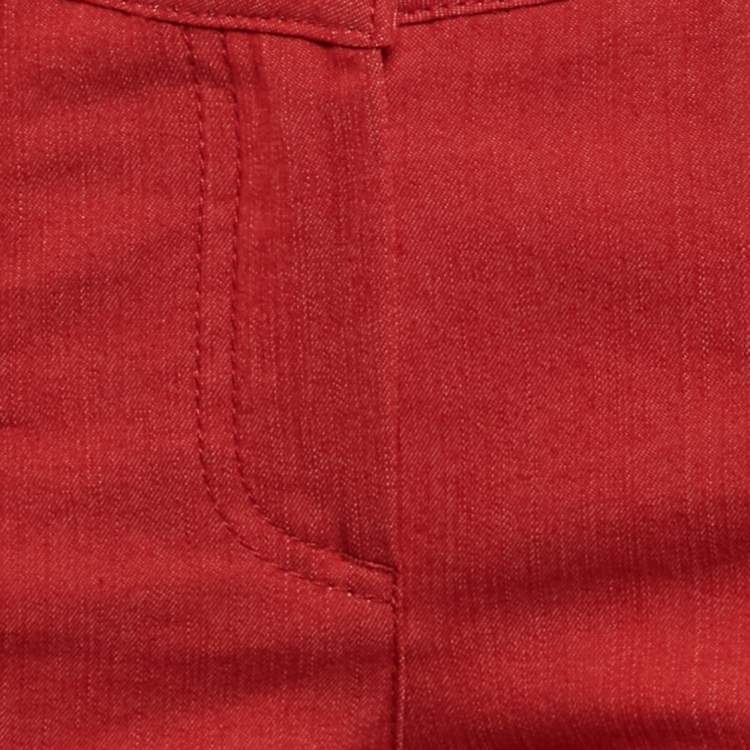 Pre Owned Versace Red Denim Medusa Stud Detail Jeans S Waist 28"