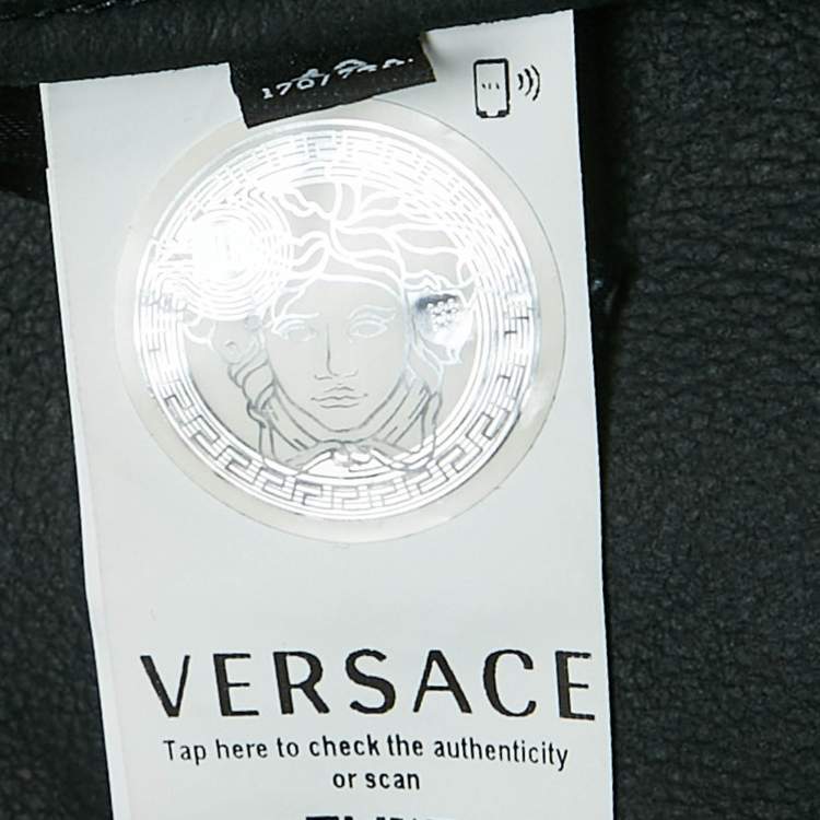 Pre Owned Versace Black Leather Zipper Detail Flared Mini Skirt M