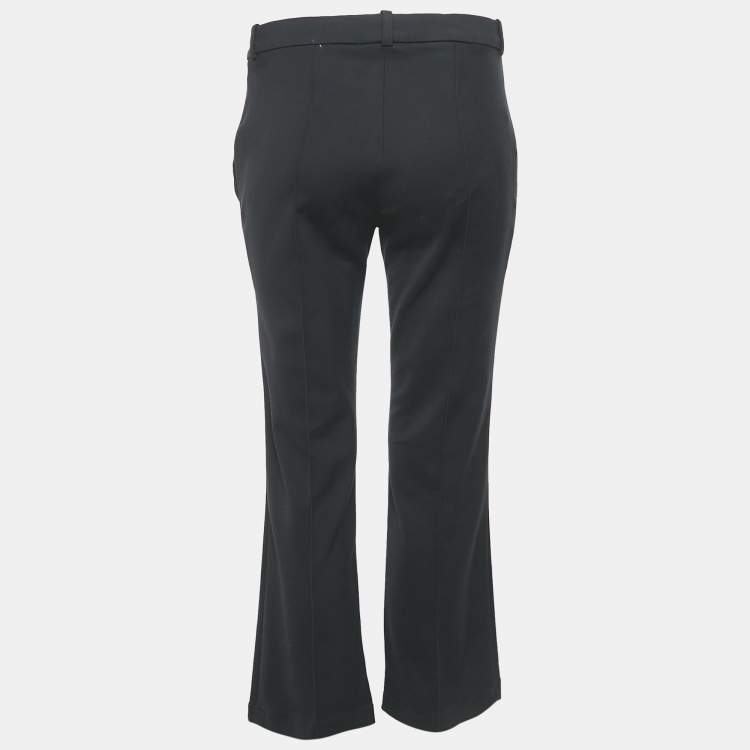 Pre Owned Versace Black Greek Key Pocket Detail Straight Leg Trousers L