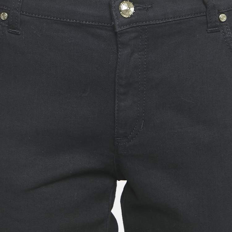 Pre Owned Versace Jeans Black Denim Side Stud Detail Jeans L Waist 35"