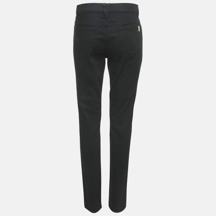 Pre Owned Versace Jeans Black Denim Side Stud Detail Jeans L Waist 35"