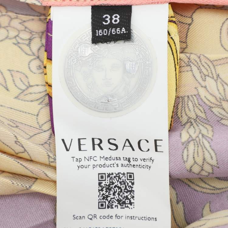 Pre Owned Versace Multicolor Printed Satin Ruffled Skirt S