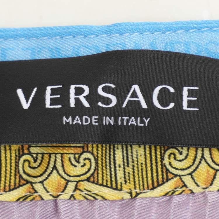 Pre Owned Versace Multicolor Printed Satin Ruffled Skirt S
