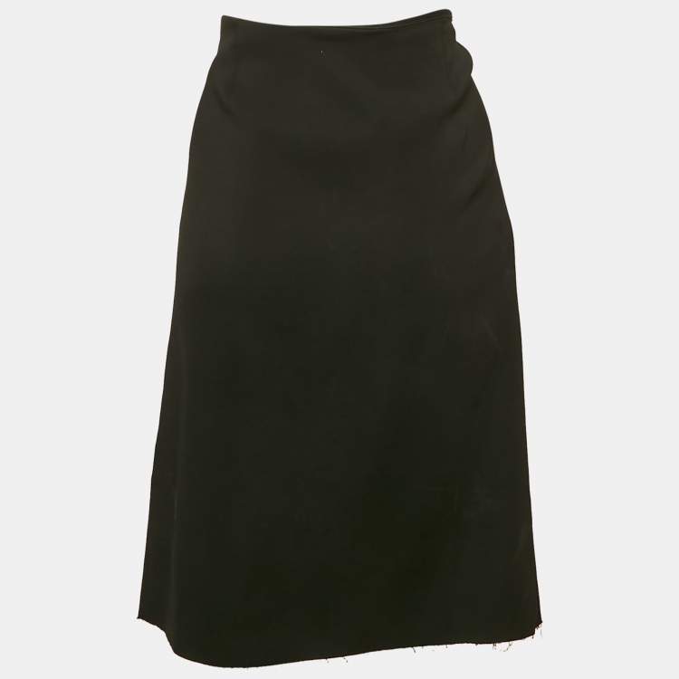Pre Owned Versace Black Sateen Drape Detail Pencil Skirt  L