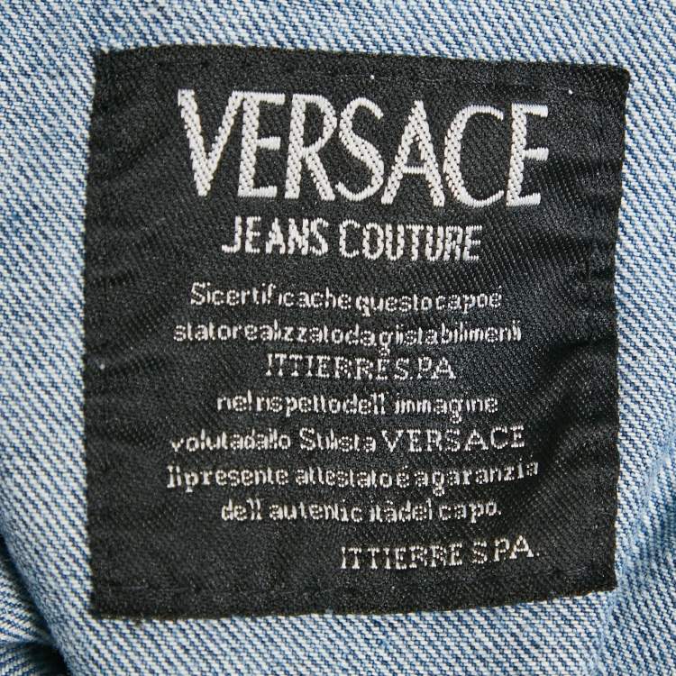 Pre Owned Versace Vintage Blue Washed Denim Wide Leg High Ride Jeans L Waist 31" 