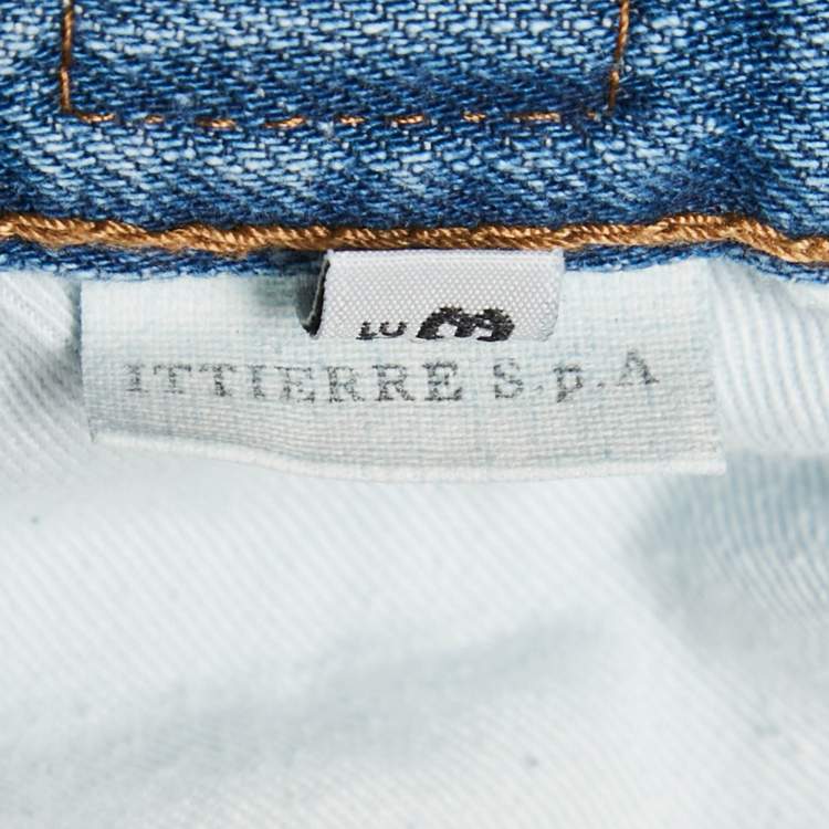 Pre Owned Versace Vintage Blue Washed Denim Wide Leg High Ride Jeans L Waist 31" 