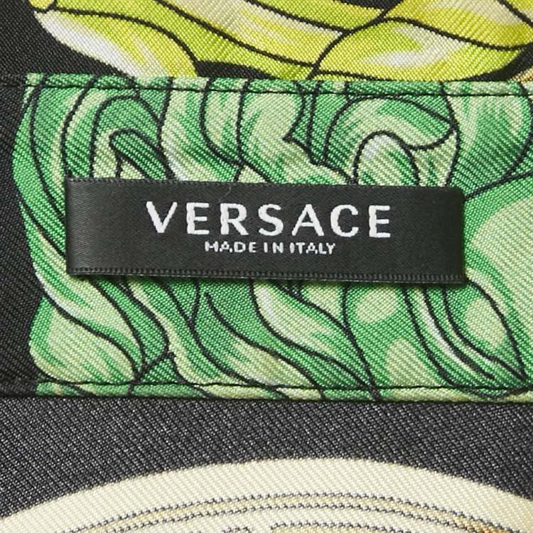 Pre Owned Versace Black Medusa Print Silk Long Sleeve Shirt S