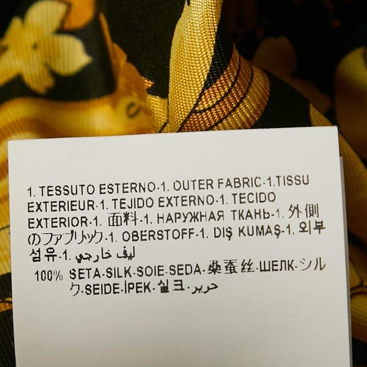 Pre Owned Versace Yellow Silk Greca Border Barocco Pyjama Pants M