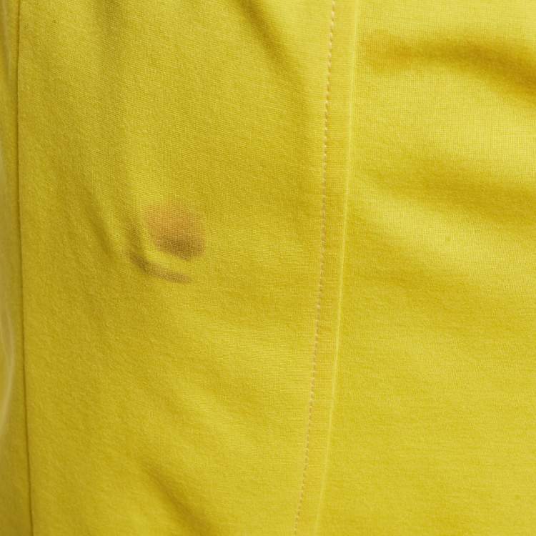 Pre Owned Versace Yellow Jersey Metal Detail Mini Dress S